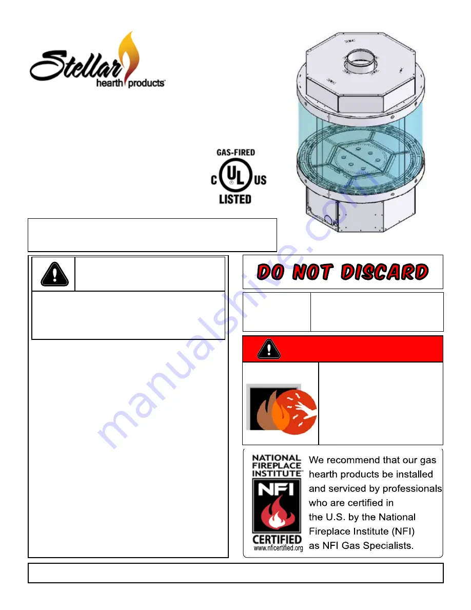 Stellar Hearth Products 3-RD-2-GL Installation And Operating Manual Download Page 1