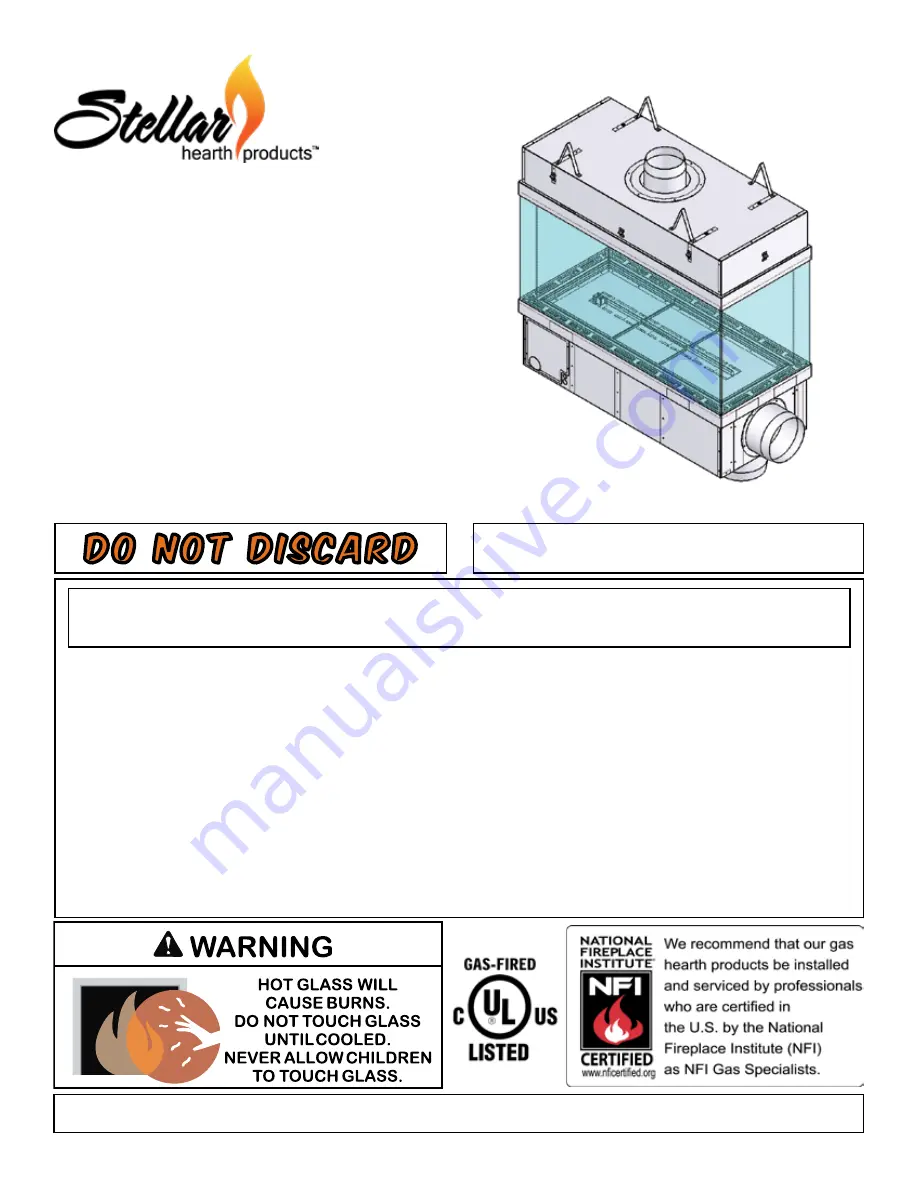 Stellar Hearth Products 34S-20GL Installation And Operating Manual Download Page 1