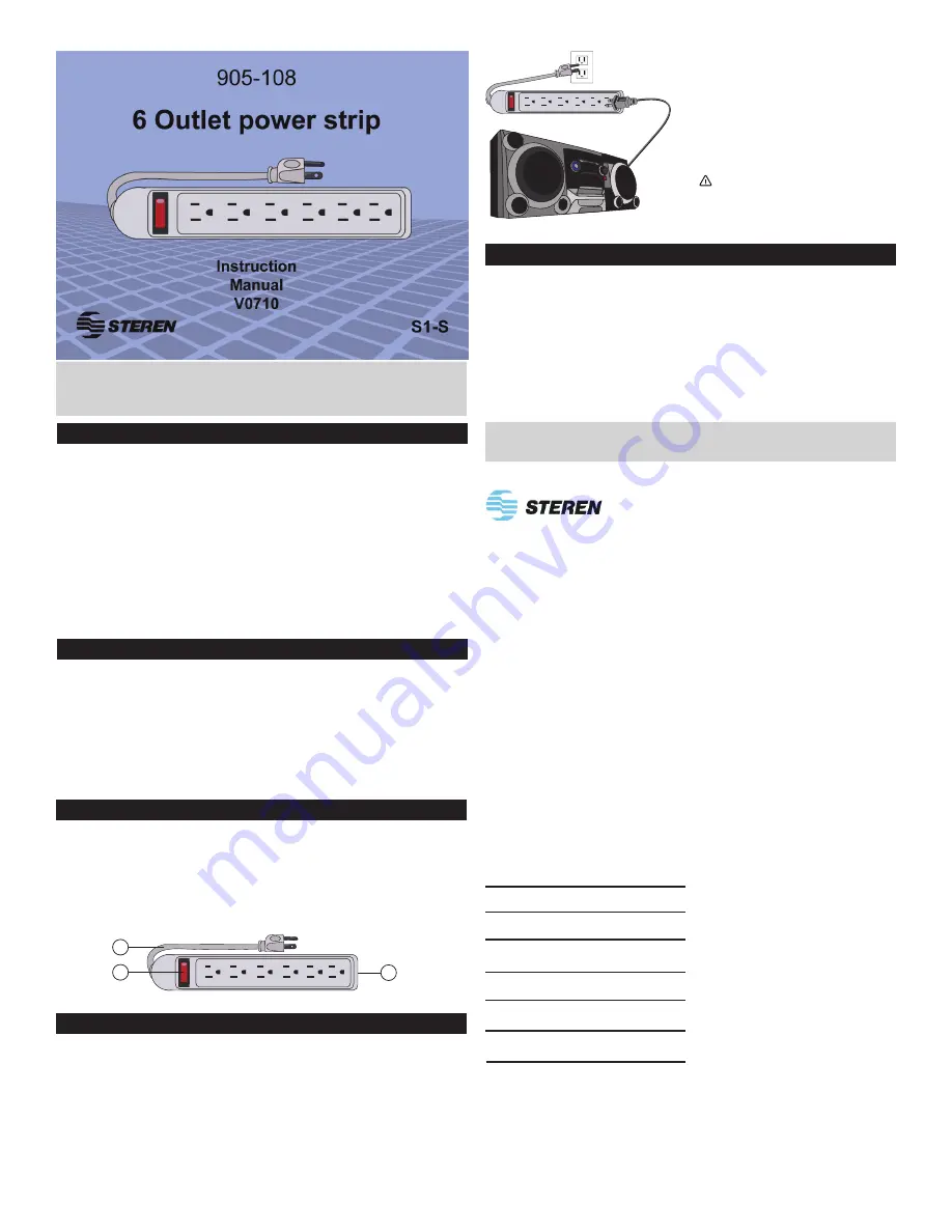 Steren 905-108 Instruction Manual Download Page 1