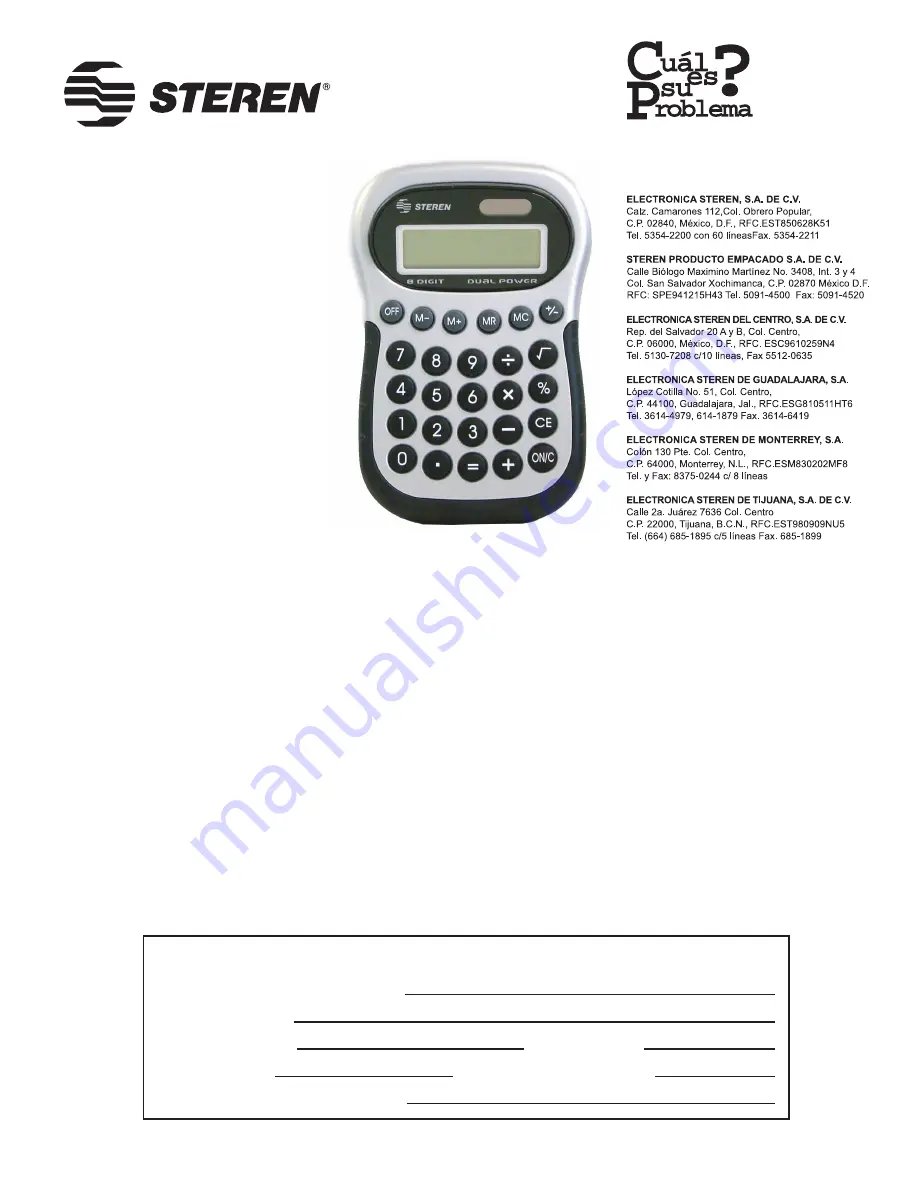 Steren CAL-010 Quick Start Manual Download Page 1