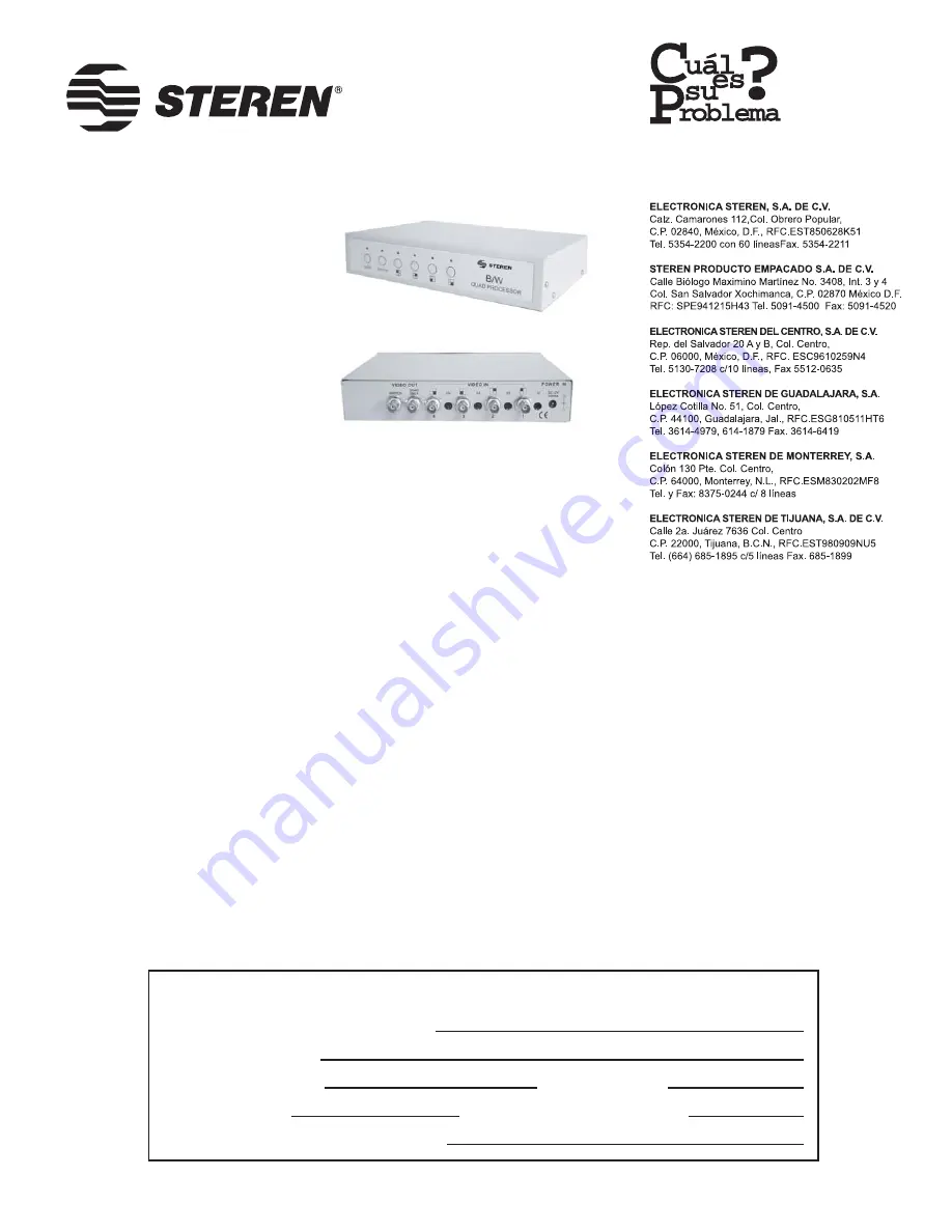 Steren CCTV-900 Скачать руководство пользователя страница 1