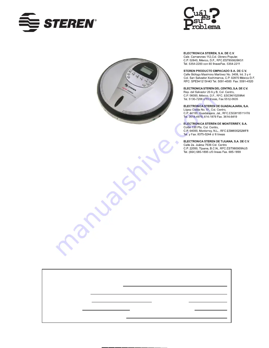 Steren CD-655 Quick Start Manual Download Page 1