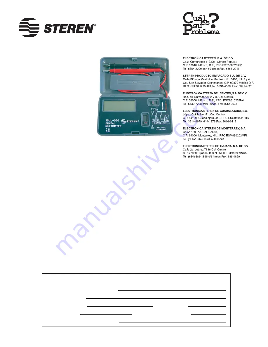 Steren MUL-020 Manual Download Page 1