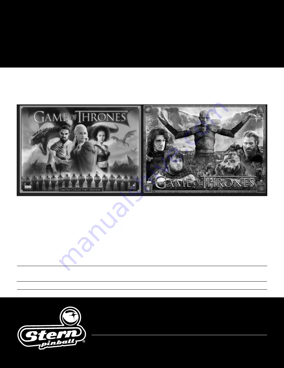 Stern GAME OF THRONES LE Service And Operation Manual Download Page 1