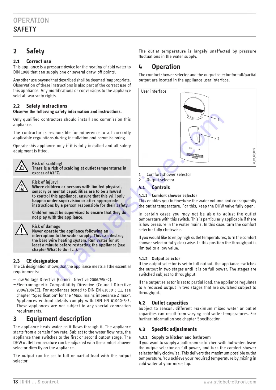 STIEBEL ELTRON DHH 12 Si control Operating And Installation Download Page 18