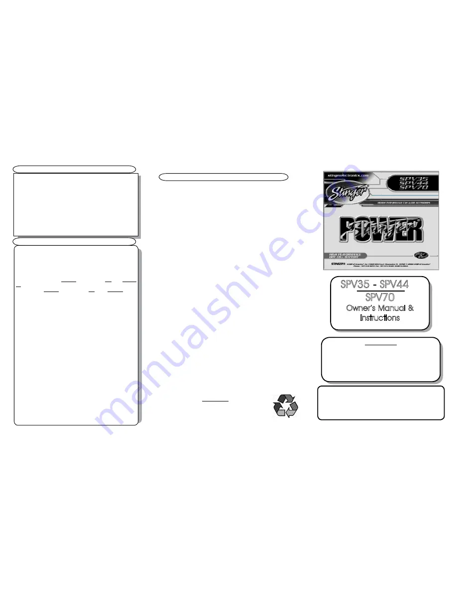 Stinger SPV35 Owners Manual Instructions Download Page 1