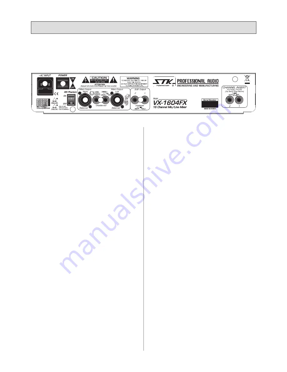 STK Professional Audio VX series Скачать руководство пользователя страница 20