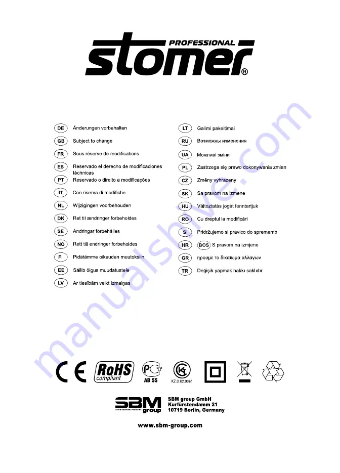 Stomer Professional 98299397 Скачать руководство пользователя страница 66