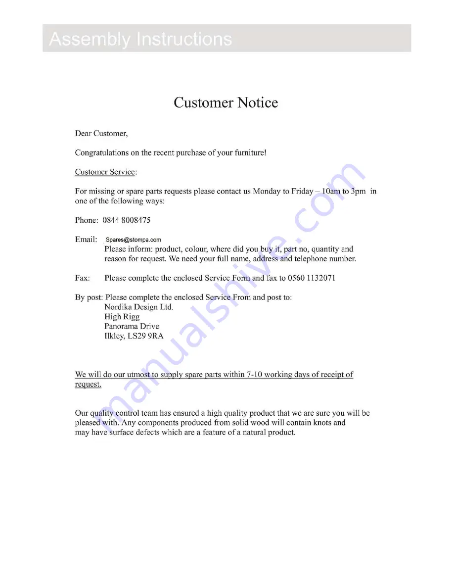 Stompa T1035-02 Assembly Instructions Manual Download Page 13