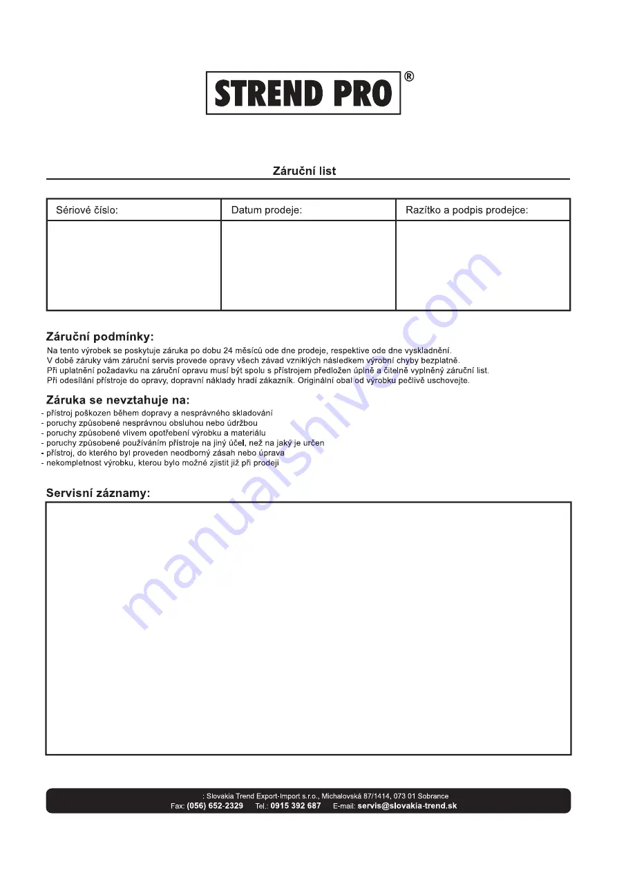 Strend Pro W07A Instruction Manual Download Page 12