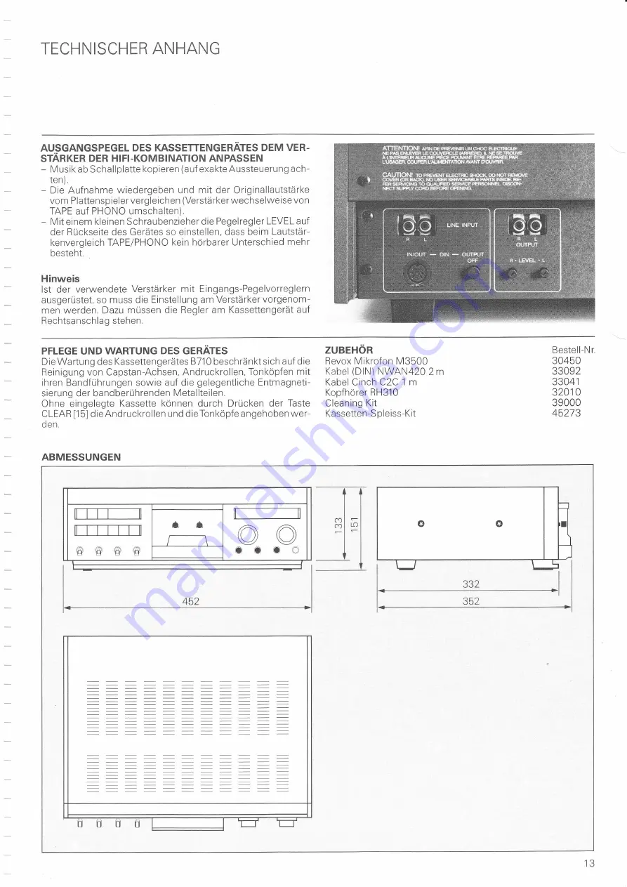 STUDER REVOX B71O Operating Instructions Manual Download Page 17