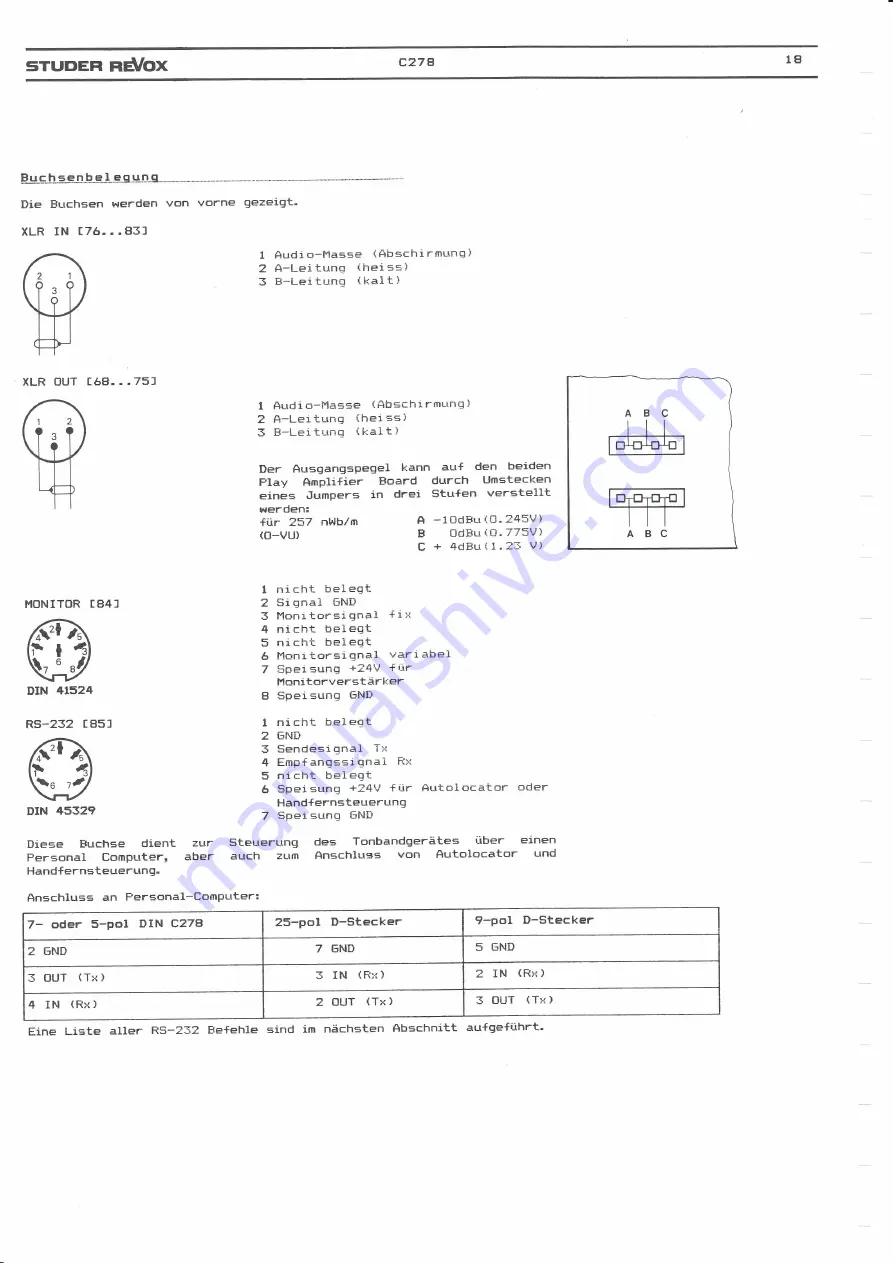 STUDER REVOX C278 Operating Instructions Manual Download Page 23