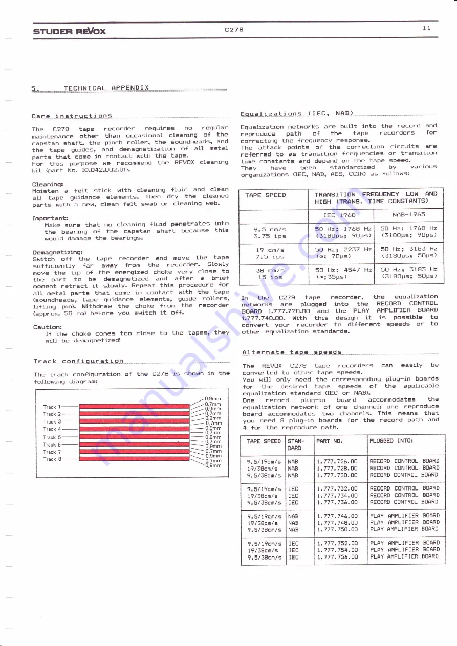 STUDER REVOX C278 Operating Instructions Manual Download Page 50