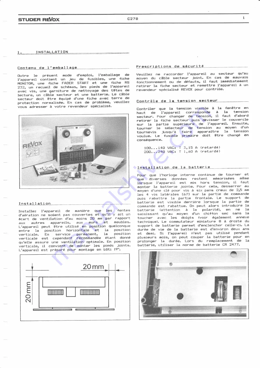 STUDER REVOX C278 Скачать руководство пользователя страница 74