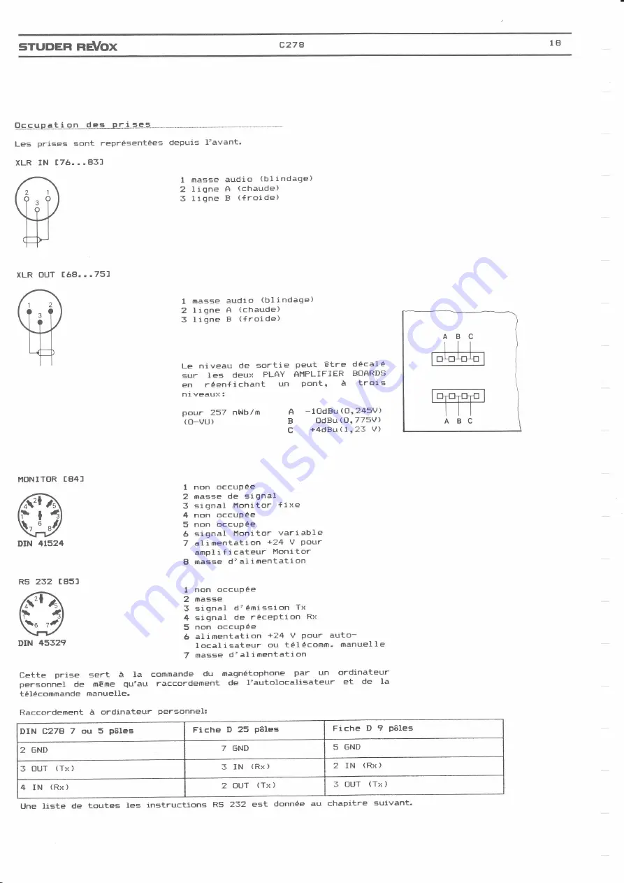 STUDER REVOX C278 Operating Instructions Manual Download Page 91