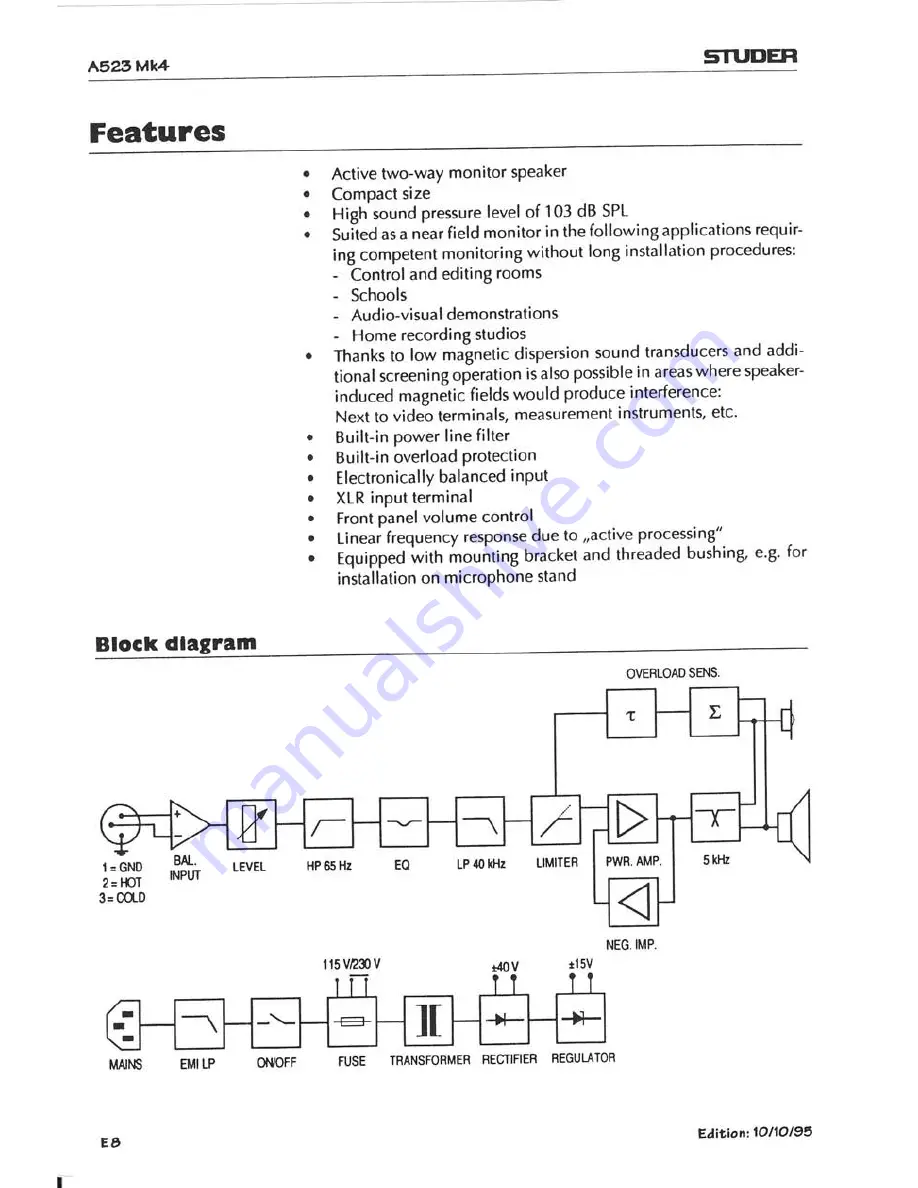 Studer A523 MK4 Operating And Service Instructions Download Page 8