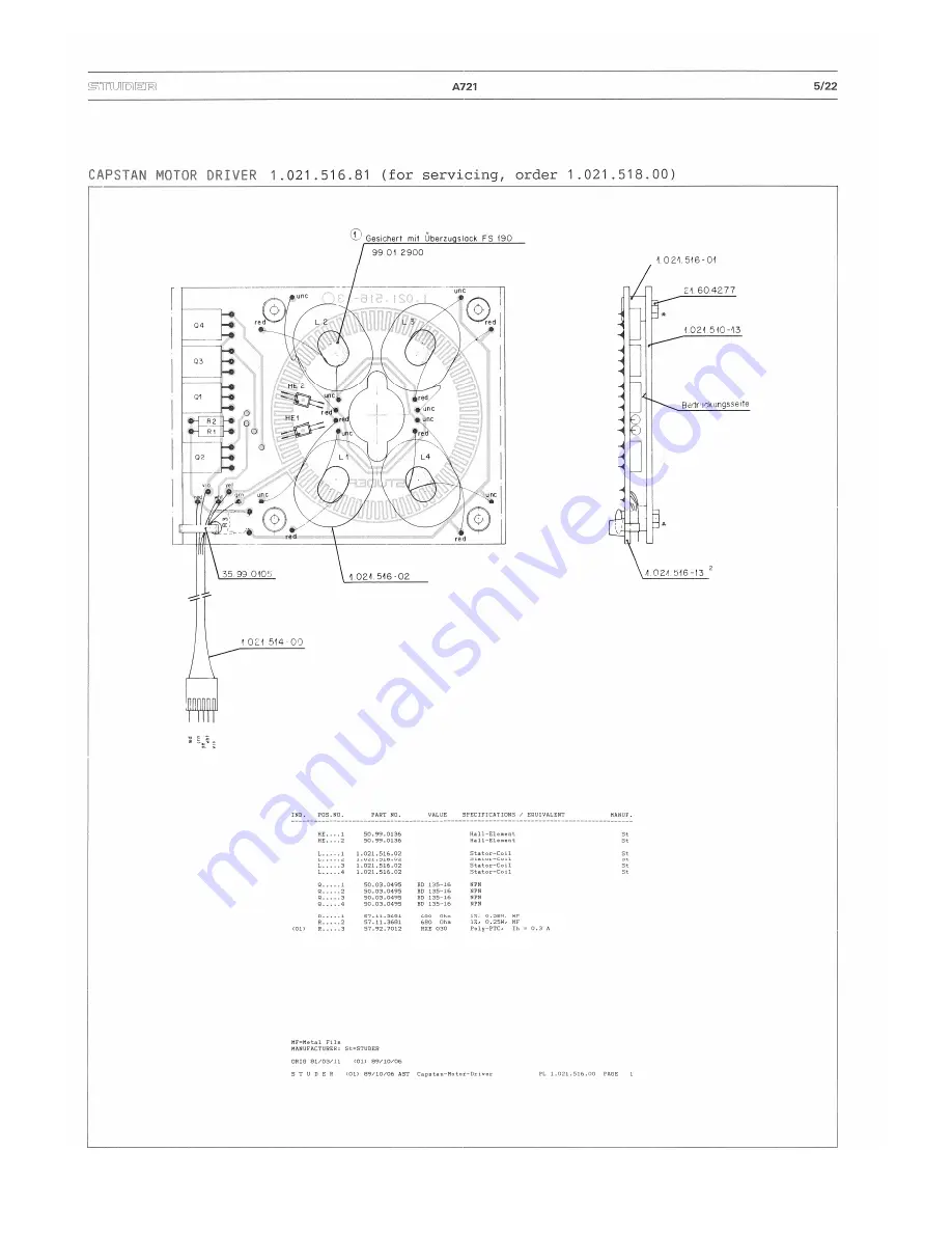 Studer A721 Operating And Service Instructions Download Page 105