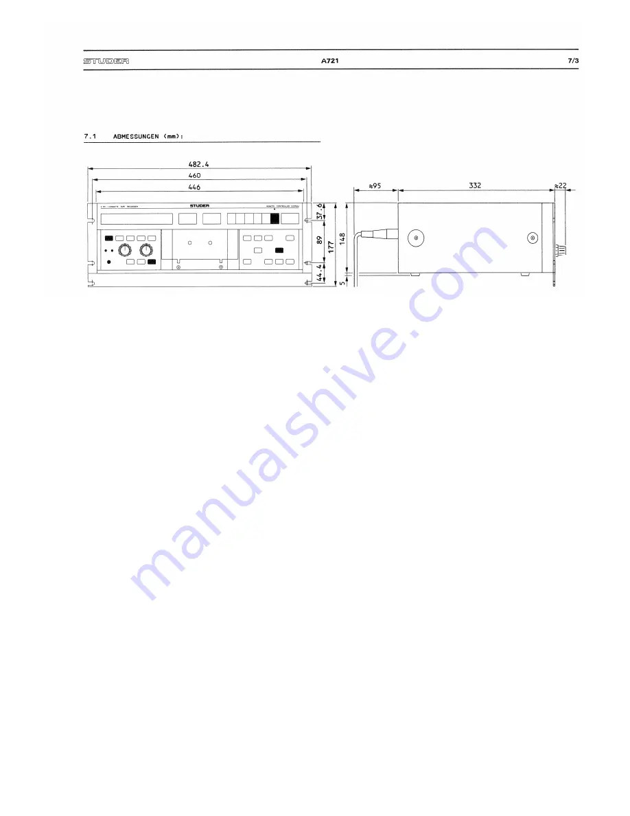 Studer A721 Operating And Service Instructions Download Page 135