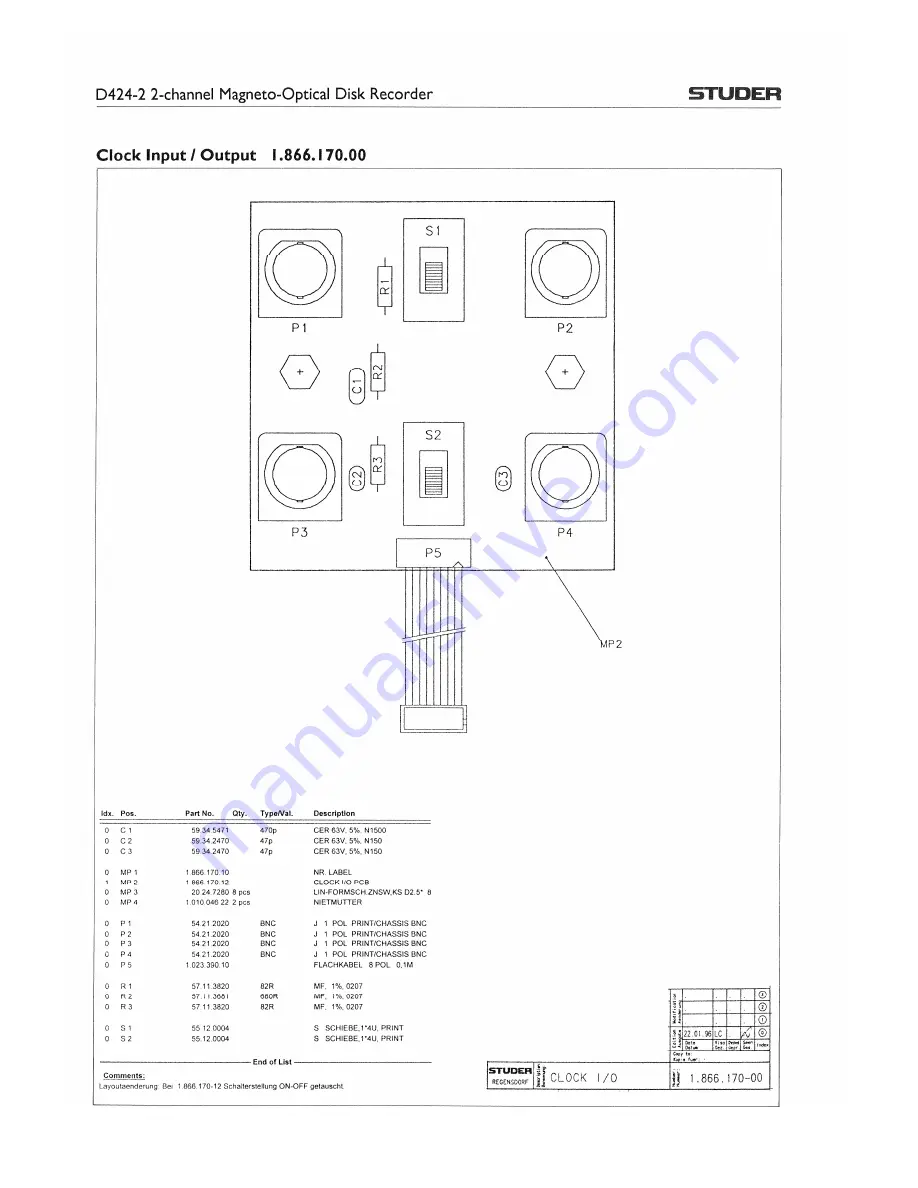 Studer D424 Operating And Service Instructions Download Page 168