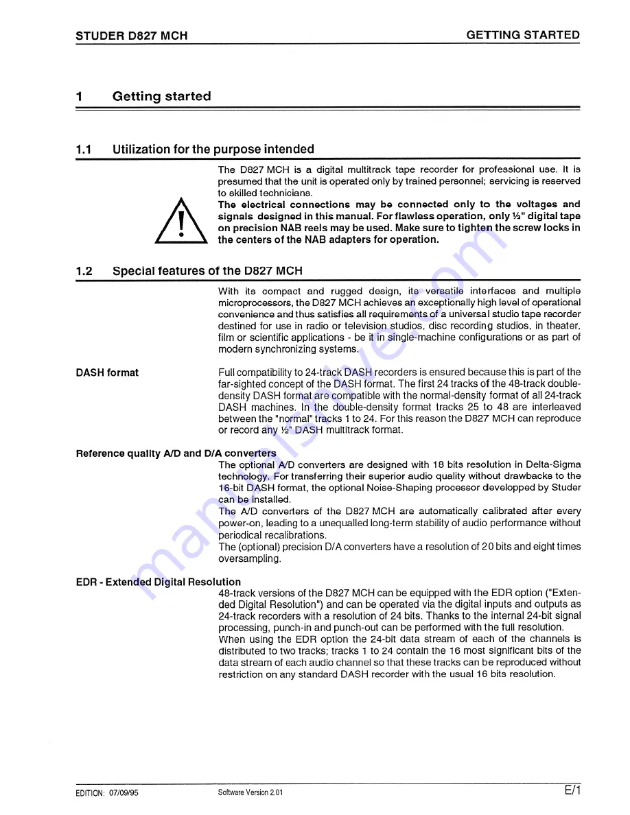 Studer D827 MCH Operating Instructions Manual Download Page 17