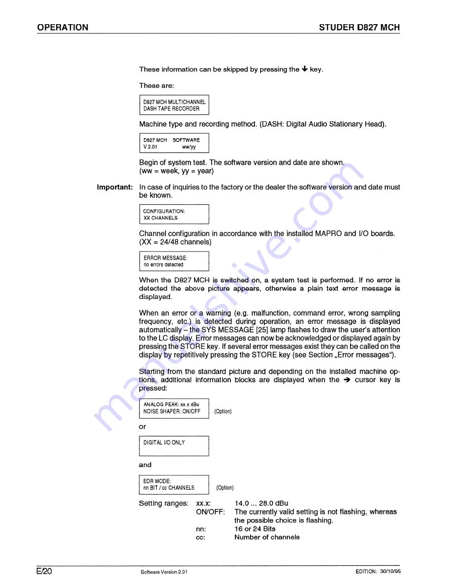 Studer D827 MCH Operating Instructions Manual Download Page 34