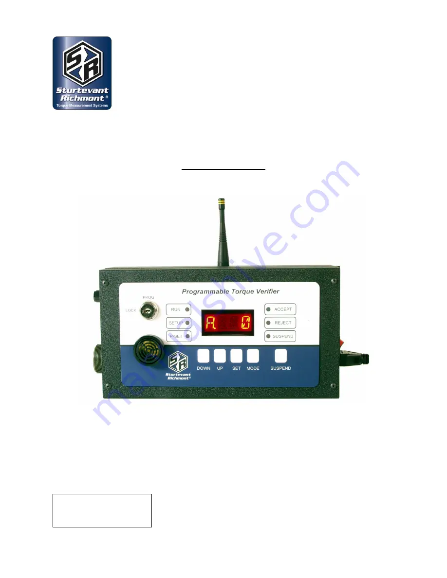 Sturtevant Richmont Programmable Torque Verifier FM II Скачать руководство пользователя страница 1