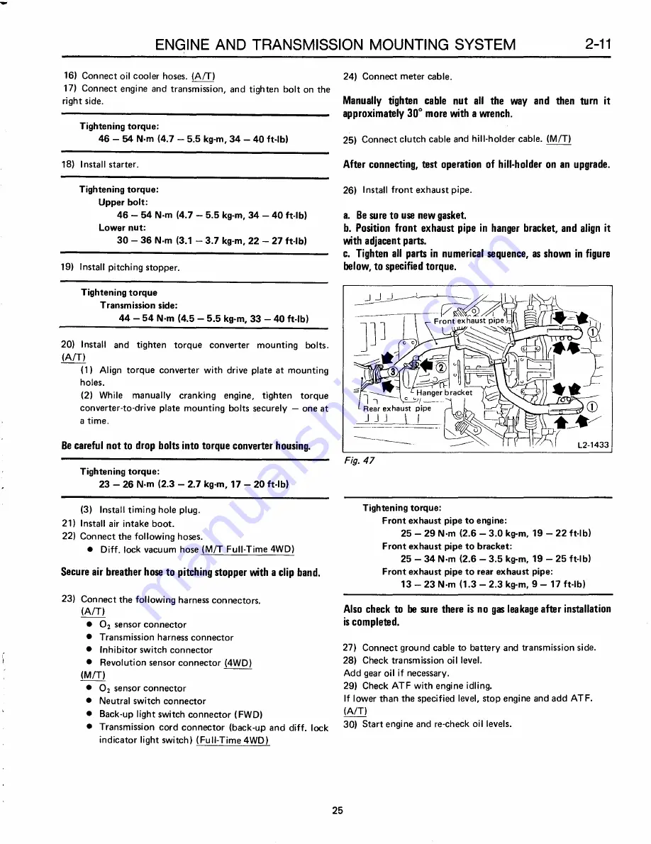 Subaru XT 1988 Service Manual Download Page 433