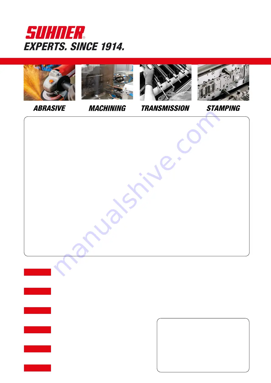 SUHNER ABRASIVE SP 1300 Technical Document Download Page 36