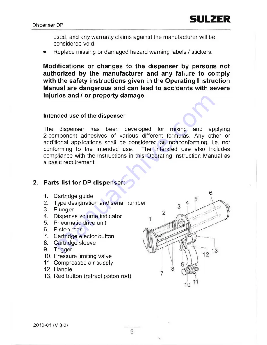 Sulzer DP 200-70 Operating Instructions Manual Download Page 5