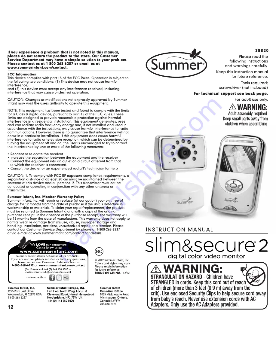 Summer 28820 Instruction Manual Download Page 1