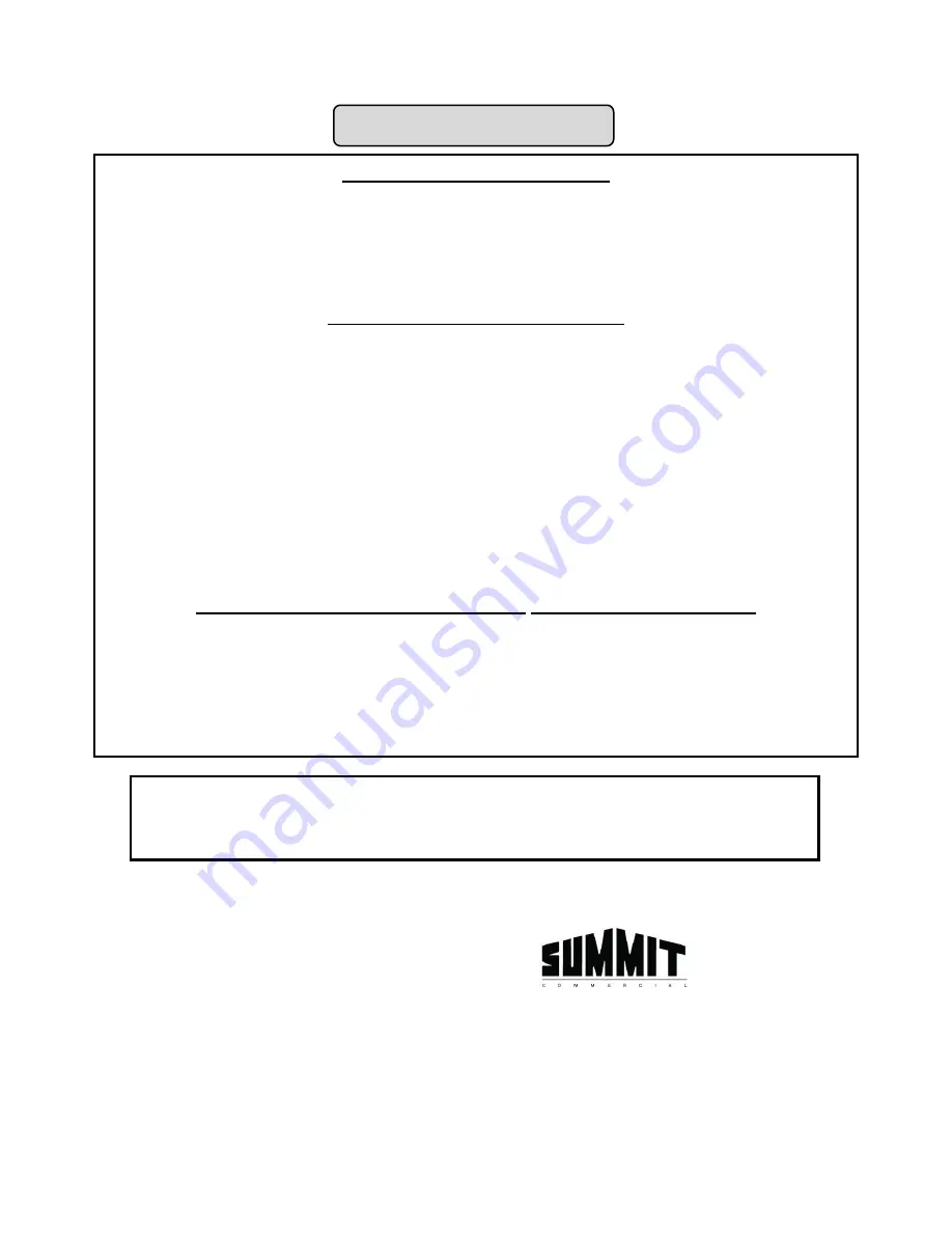 Summit Commercial SCR321LBICSSWC2 Instruction Manual Download Page 11