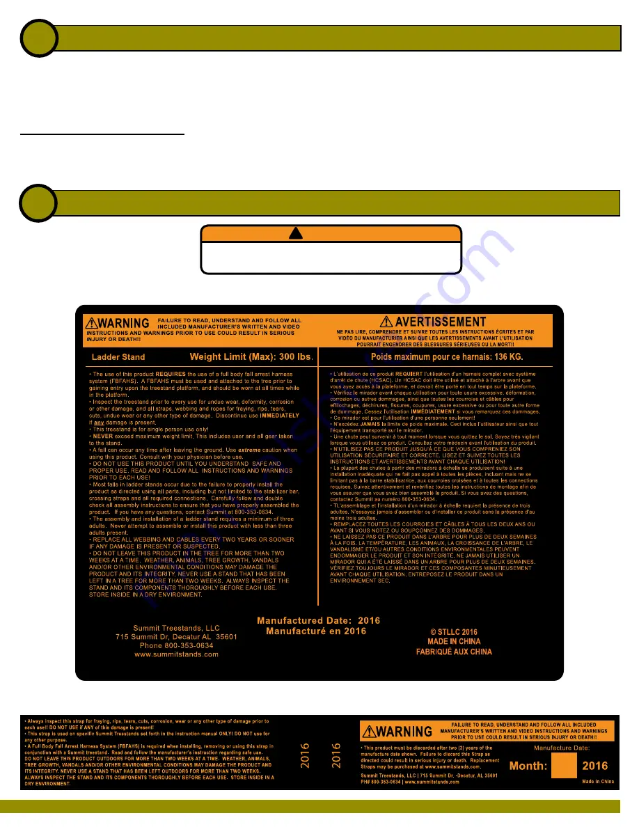 Summit Treestands The Vine Single Hunter Manual Download Page 3