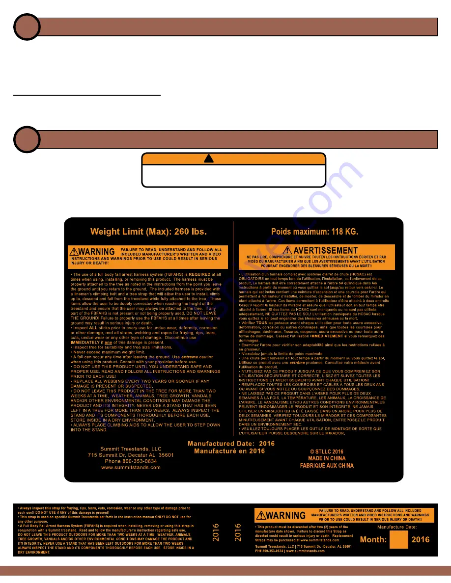 Summit Treestands Vine SU82094 Manual Download Page 3