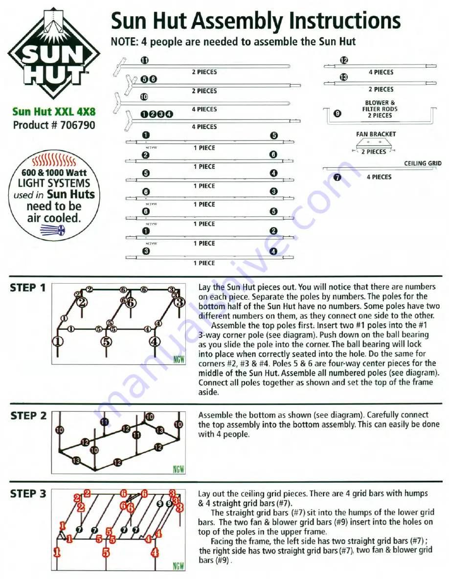 Sun Hut XXL 4X8 Assembly Instructions Download Page 1