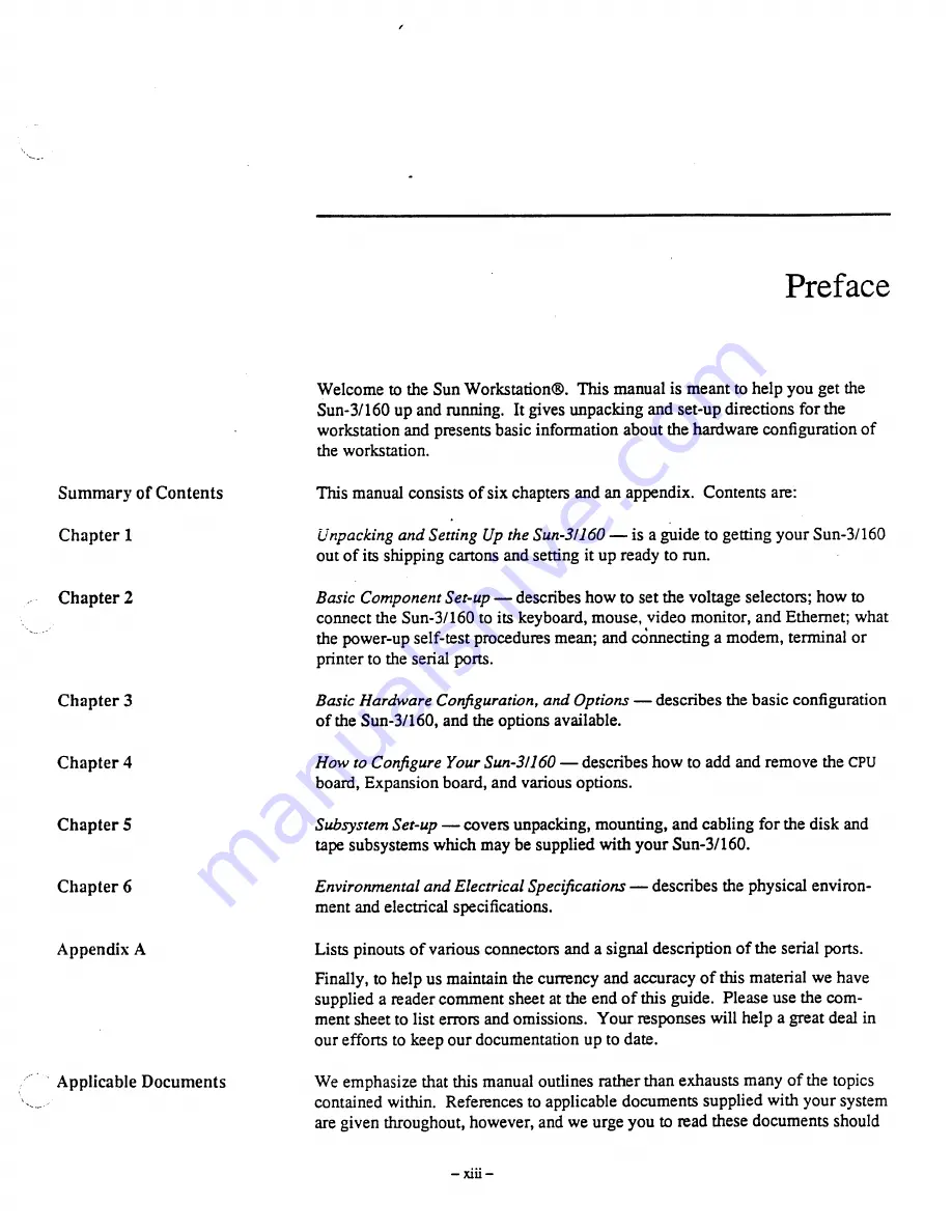 Sun Microsystems 3/160 SunStation Hardware Installation Manual Download Page 13