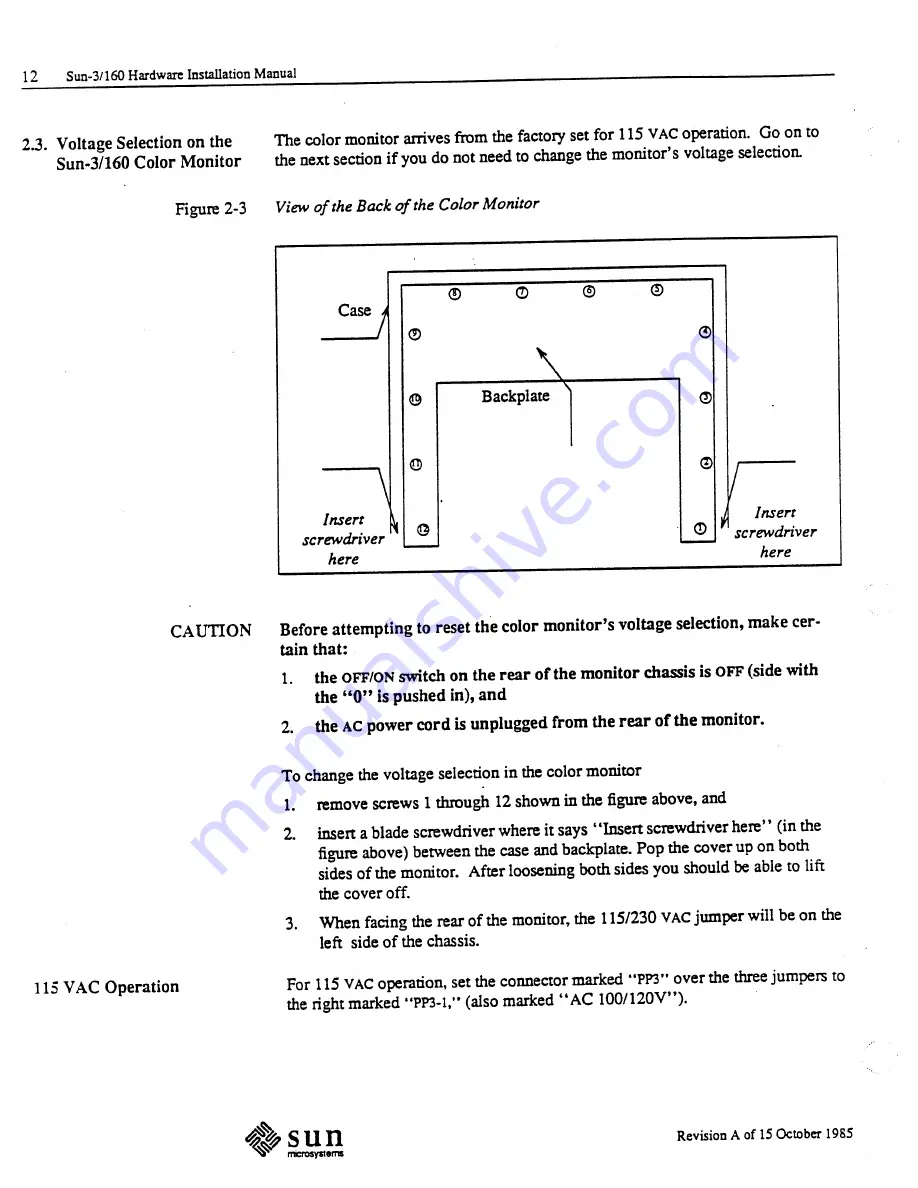 Sun Microsystems 3/160 SunStation Hardware Installation Manual Download Page 26