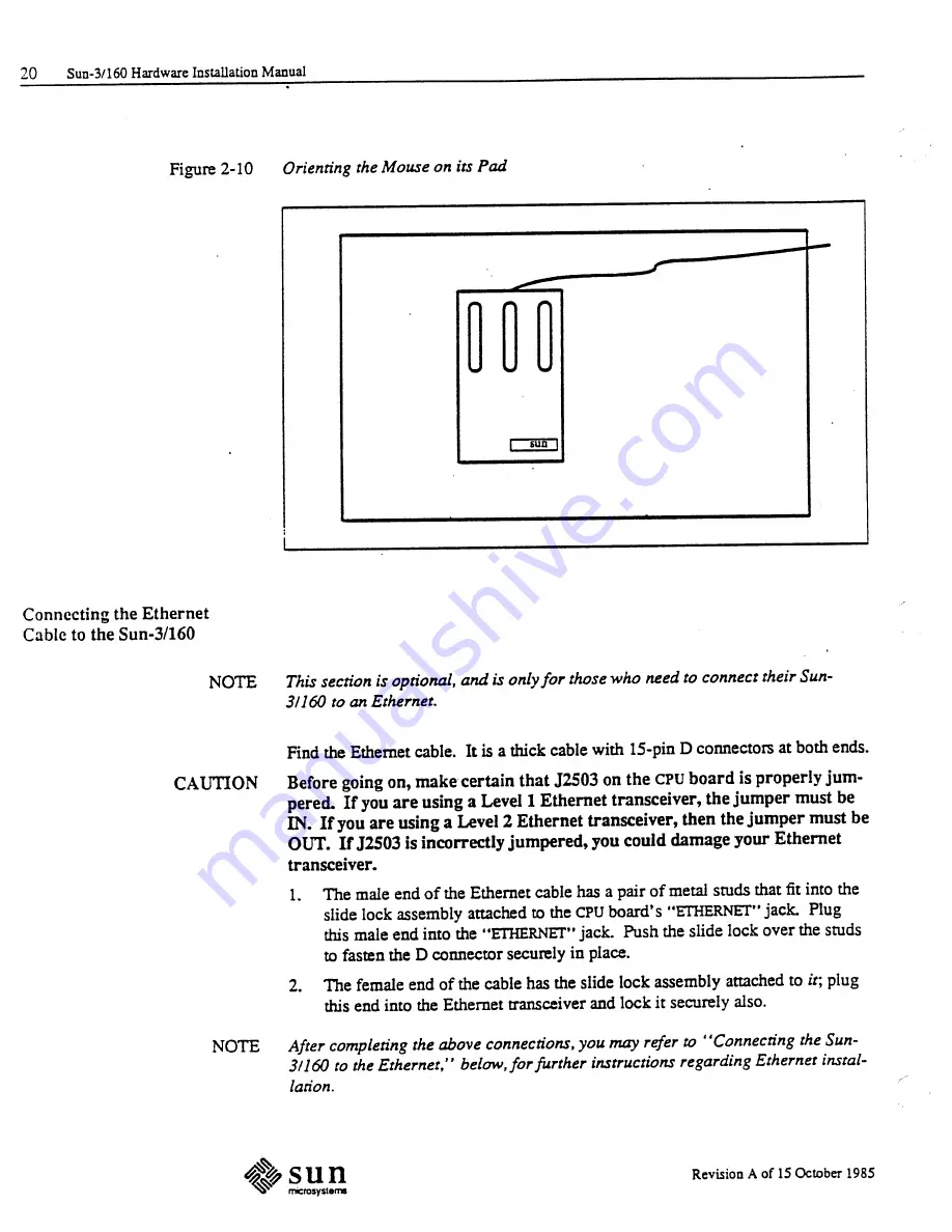 Sun Microsystems 3/160 SunStation Hardware Installation Manual Download Page 34