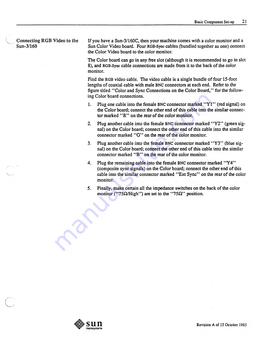 Sun Microsystems 3/160 SunStation Hardware Installation Manual Download Page 35