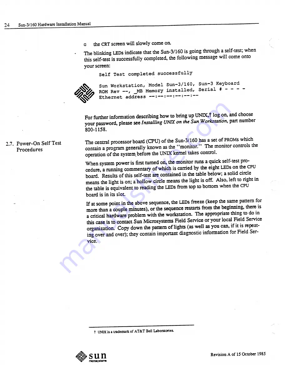 Sun Microsystems 3/160 SunStation Hardware Installation Manual Download Page 38