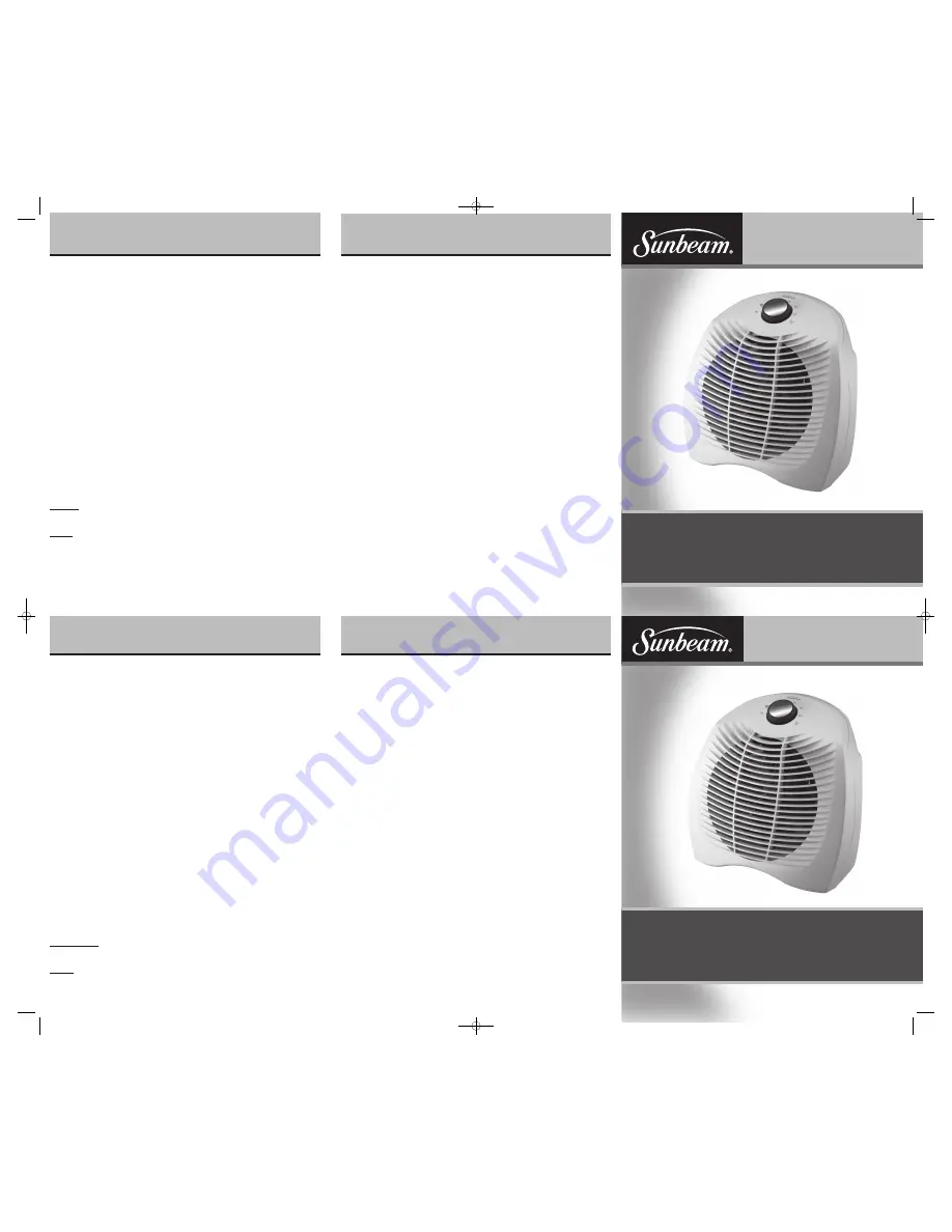 Sunbeam SFH400 Owner'S Manual Download Page 1
