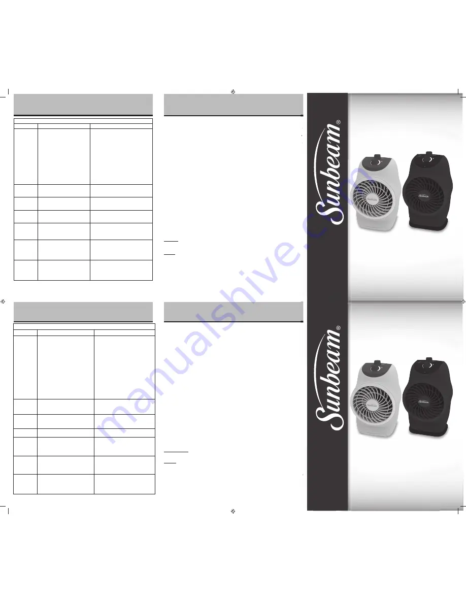 Sunbeam SFH610 Instruction Download Page 1