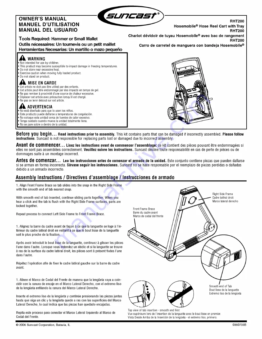 Suncast Hosemobile RHT200 Instruction Manual Download Page 1