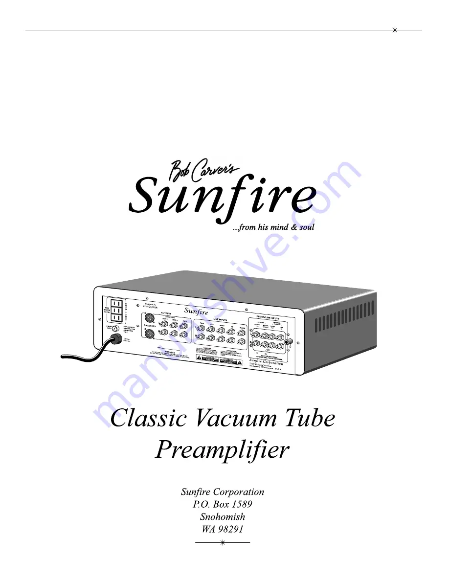 Sunfire Classic Vacuum Tube Preamplifier Скачать руководство пользователя страница 24