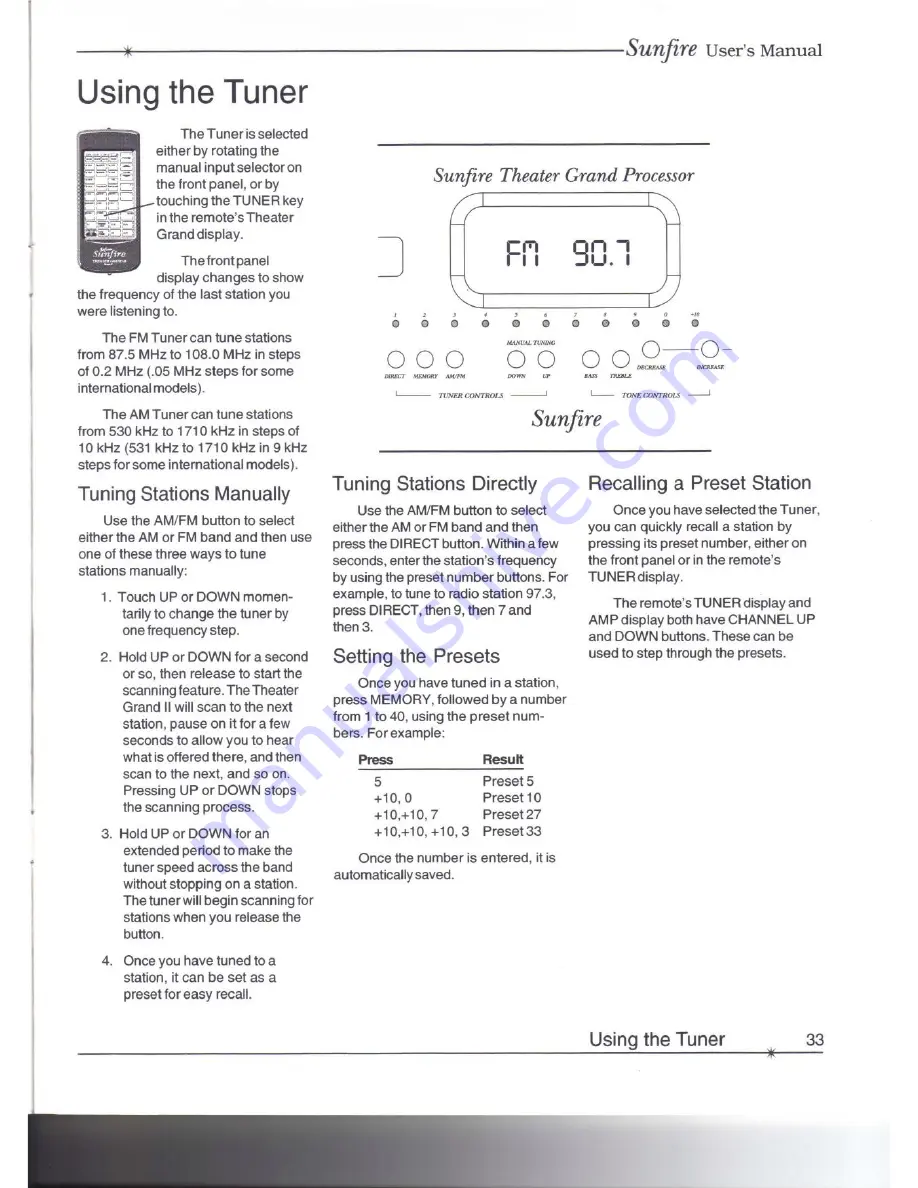 Sunfire THEATER GRAND PROCESSOR II Скачать руководство пользователя страница 33