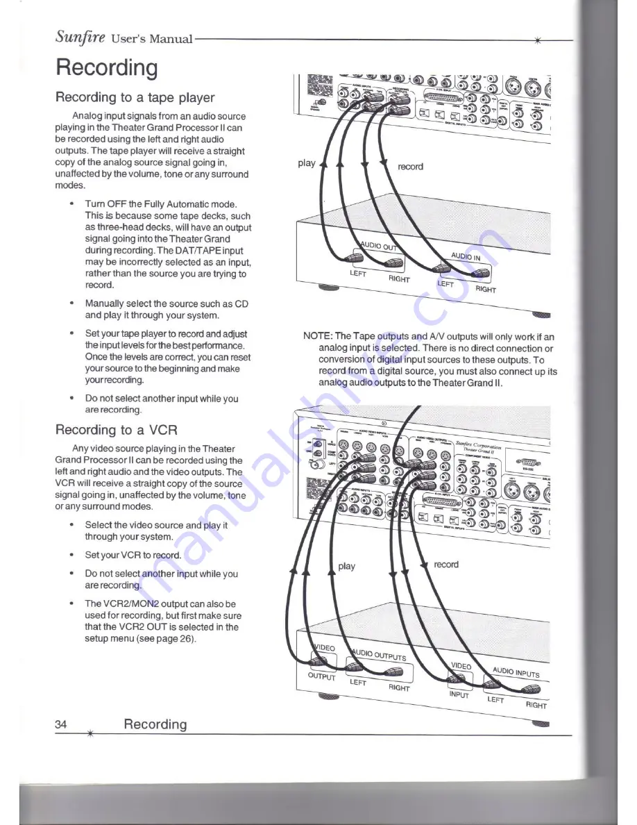 Sunfire THEATER GRAND PROCESSOR II User Manual Download Page 34