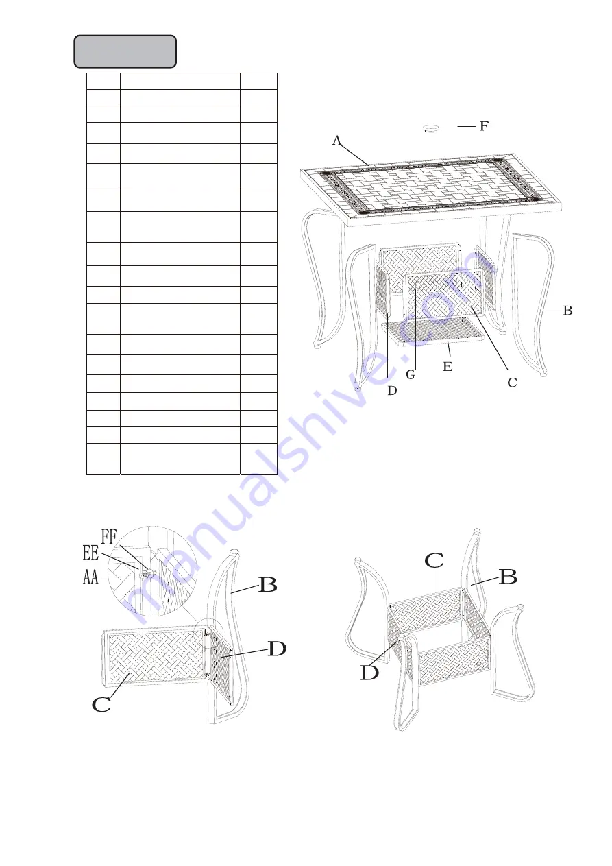 Sunjoy Chateau 9pc Dining Set-Table L-DN1080SAL-D Step-By-Step Instructions Download Page 2