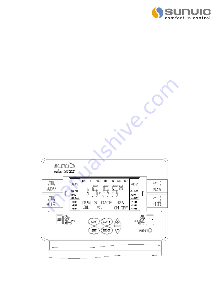 Sunvic SELECT 207 XLS User Instructions Download Page 1