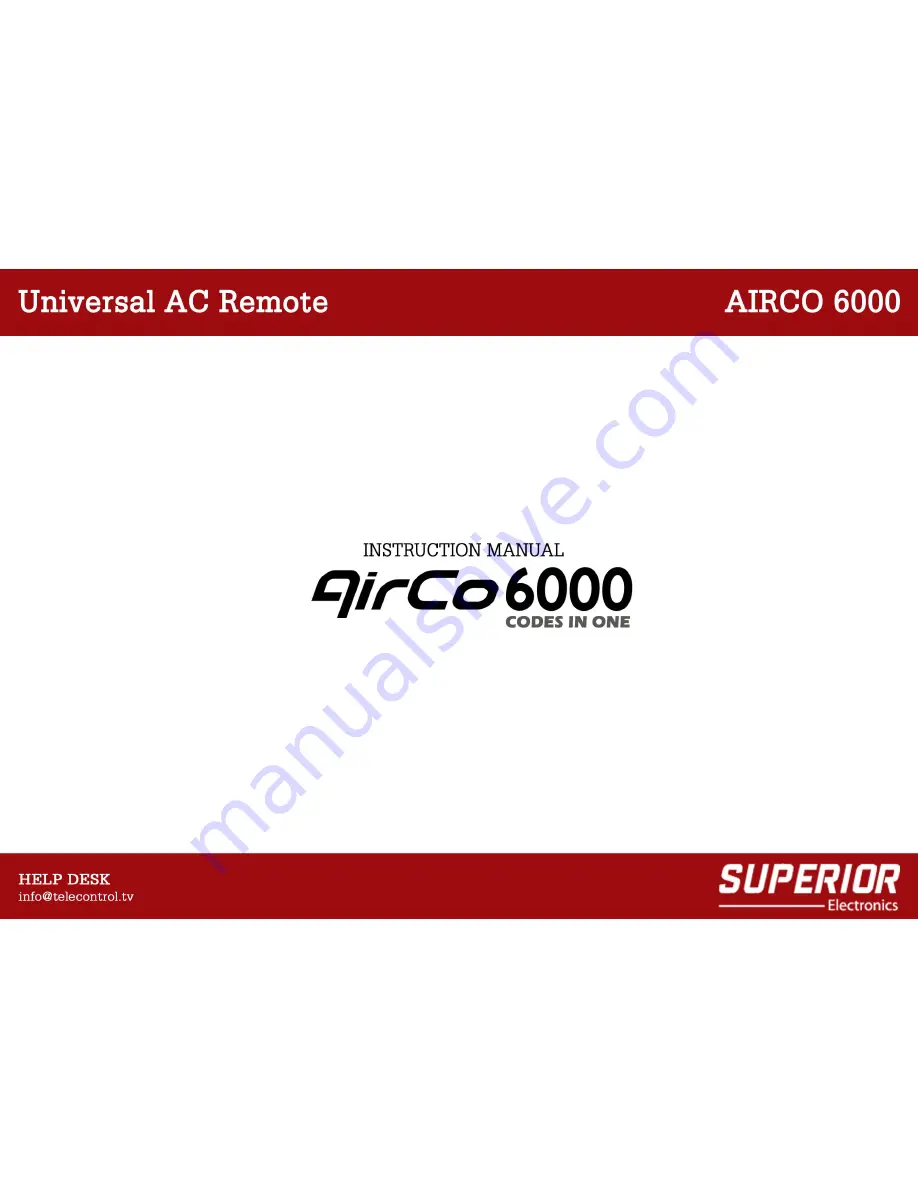 Superior Airco 6000 Instruction Manual Download Page 1