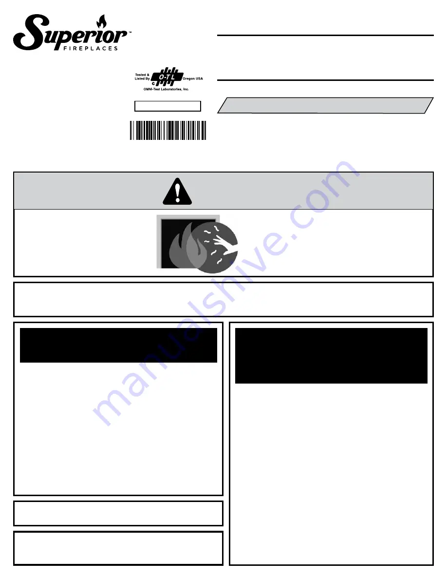 Superior DXS3030TMN Installation And Operation Manual Download Page 1