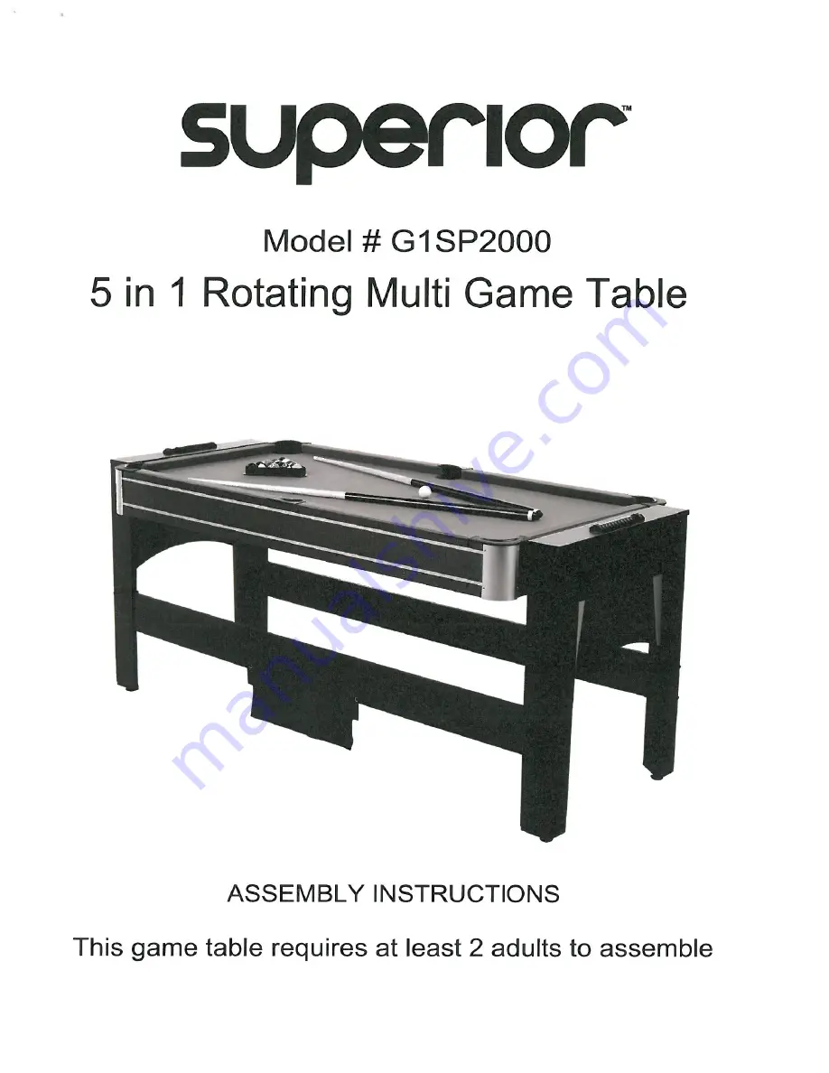 Superior G1SP2000 Assembly Instructions Manual Download Page 1